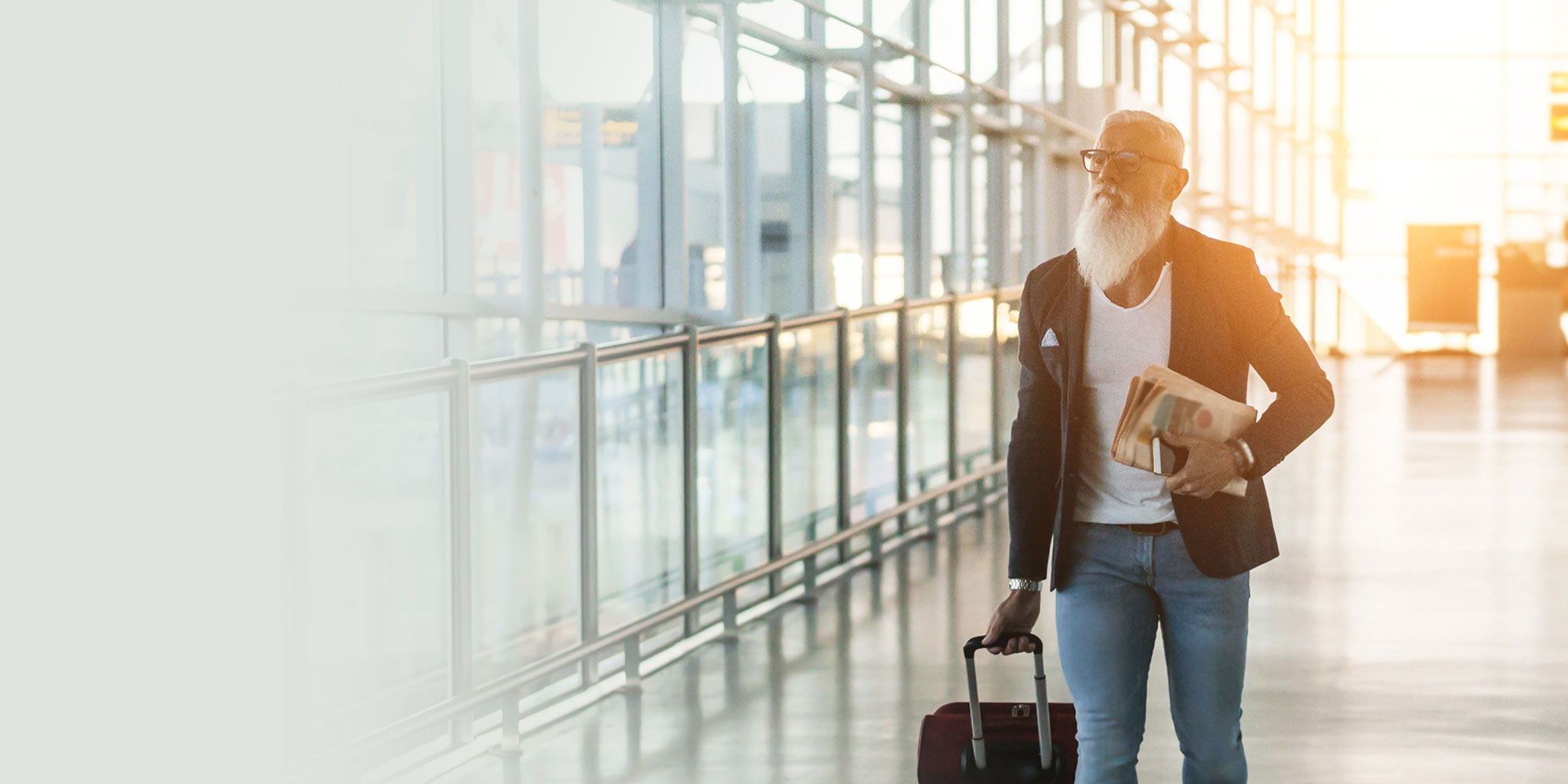 man traveling through airport